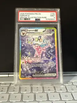 2025 POKEMON PRISMATIC EVOLUTIONS ILLUSTRATION RARE #155 ESPEON EX PSA 9 - Image 1