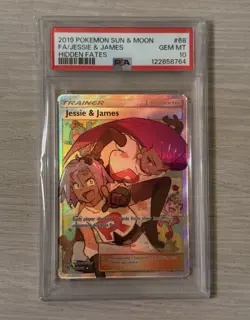 PSA 10 Jessie & James Full Art Trainer 68/68 Hidden Fates Pokemon - Image 1