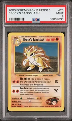 2000 Pokemon Gym Heroes BROCK'S SANDSLASH Non Holo #23 PSA 9 MINT WOTC Rare! - Image 1