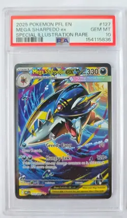 2025 POKEMON PFL EN #127 MEGA SHARPEDO ex SPECIAL ILLUSTRATION RARE PSA 10 - Image 3