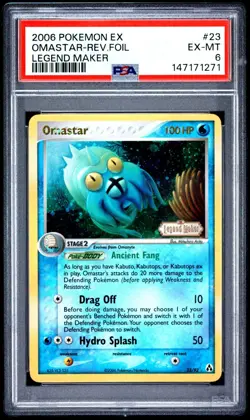 2006 Pokemon Legend Maker Omastar 23 Rev Holo FRESHLY GRADED PSA 6 EX-MT - Image 1