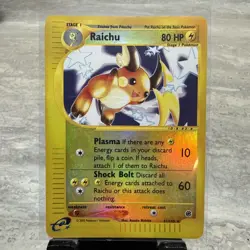 2002 Pokemon WOTC Expedition Base Set Raichu 61/165 Rare Reverse Holo - Image 1