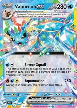 Vaporeon ex | 23 | Pokemon | Prismatic Evolutions | Holofoil | 50% off 2nd Item - Image 1
