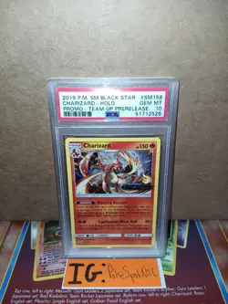 Pokemon 2019 Team Up Charizard Prerelease Promo SM158 PSA 10 Gem Mint - Image 1