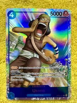 One Piece Card Game🏴‍☠COLOR: BLUE OP03-041 USOPP SR FOIL NM TCG ENGLISH - Image 1