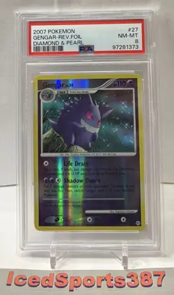 Pokemon TCG Gengar Reverse Holo Card 27/130 Diamond and Pearl PSA 8 - Image 1