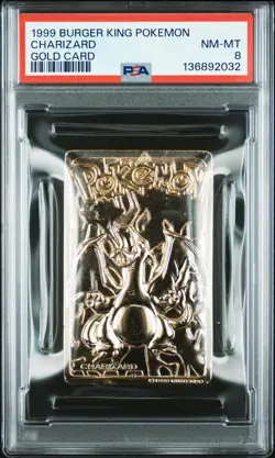 1999 BURGER KING POKEMON GOLD CARDS CHARIZARD PSA 8 - Image 1