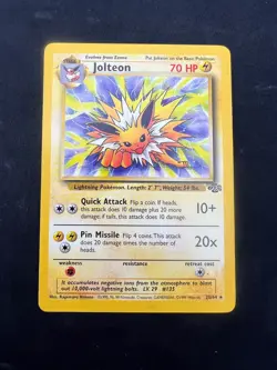 Jolteon 20/64 Fossil Unlimited Rare Non-Holo Pokemon Card Vintage WOTC MP - Image 3
