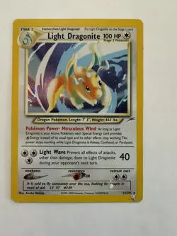 Pokemon TCG Light Dragonite Neo Destiny Holo Card 14/105 Unlimited Rare MP - Image 1