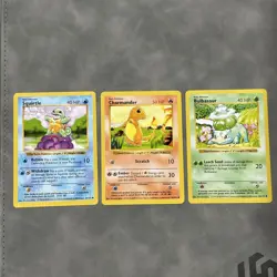 Pokemon 1999 Shadowless Base Set - Chamander, Squirtle, Bulbasaur - LP+ Cards - Image 1
