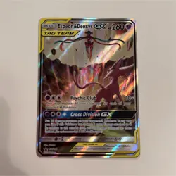 Pokemon Espeon & Deoxys GX SM240 TAG TEAM Promo Full Art Holo Card - Image 1