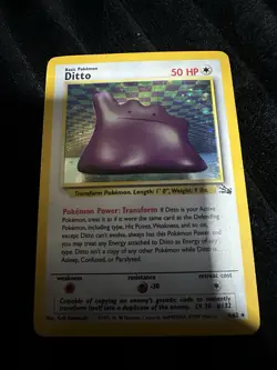 Pokemon TCG Ditto Fossil Holo Rare Card 3/62 MP - Image 1
