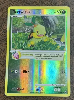 Turtwig 78/100 Majestic Dawn Common Reverse Holo Pokemon Card. - Image 1
