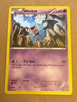Woobat 007/012 McDonald's 2012 Holo Pokemon card in Pristine Near Mint condition - Image 1