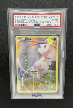 Pokemon Mew XY110 Black Star Promo Holo Basic Psychic 70 HP PSA 9 Card - Image 1