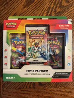 Pokemon TCG First Partner Illustration Collection Series 1 3 Packs Promo - Image 1
