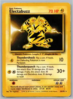 Electabuzz 20/102 R Base Set Unlimited HP Pokemon - Image 1