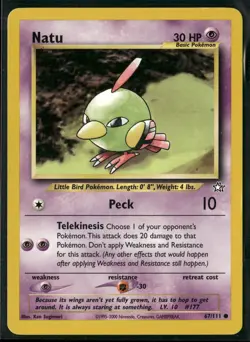 Natu 67/111 Common Neo Genesis Pokemon Lightly Played - Image 1