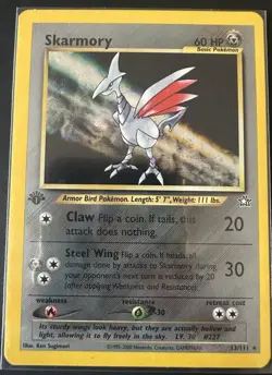 Pokemon TCG Neo Genesis Skarmory 13/111 Holo Rare 1st Edition 2000 English - Image 1