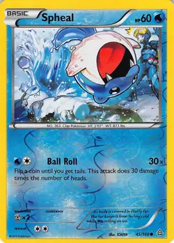 Spheal 45/160 Common Primal Clash Pokemon Reverse Holo Lightly Played - Image 1
