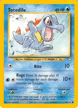 Totodile 80/111 Common Neo Genesis Pokemon Unlimited Lightly Played - Image 1