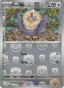 Rufflet (Master Ball Pattern) 077/086 Holo Common Black Bolt Pokemon Near Mint - Image 1