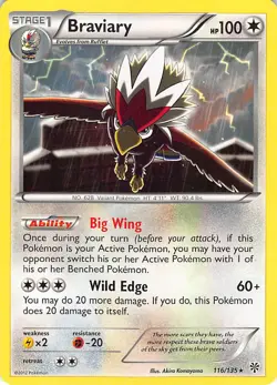 Braviary 116/135 Rare Plasma Storm Pokemon Lightly Played - Image 1