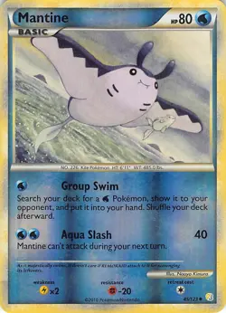 Mantine 45/123 Uncommon HeartGold & SoulSilver Pokemon Reverse Holo LP - Image 1