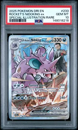 2025 POKEMON DRI EN-DESTINED RIVALS #233 TEAM ROCKET'S NIDOKING EX PSA 10 - Image 1