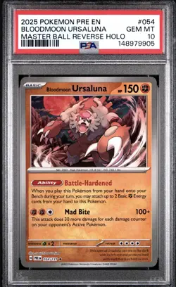 Pokemon Bloodmoon Ursaluna Prismatic Evo. Master Ball Reverse Holo #054 PSA 10 - Image 1