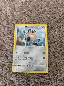 Galarian Meowth 112/185 (NM, Pokemon Card, Vivid Voltage, 2020, Metal, Common) - Image 2