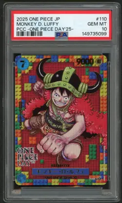 2025 ONE PIECE JP PCC ONE PIECE DAY '25 #110 LEGO LUFFY MONKEY D. LUFFY PSA 10 - Image 1