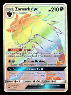 Zoroark GX 77/73 Hyper Rainbow Rare Shining Legends Pokemon Card - Image 1