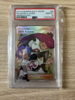 Pokemon TCG Jessie & James Trainer Full Art Card 68/68 PSA 10 Hidden Fates - Image 1
