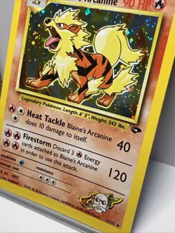 Blaine's Arcanine 1/131 Holo Gym Challenge Pokemon Card 2000, SWIRL! NM - Image 3