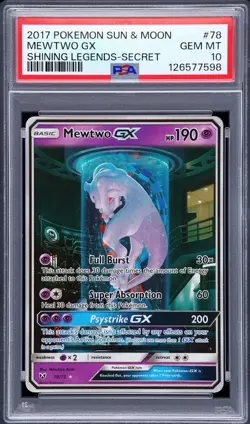 Pokemon 2017 Mewtwo GX 78/73 Shining Legends Secret Rare Holo PSA 10 - Image 1