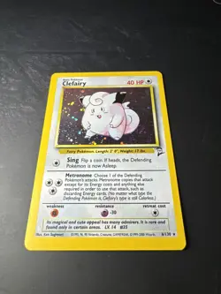 Pokemon Clefairy #6/130 Holo Rare Unlimited Edition Base Set 2 DOUBLE SWIRL🌀 - Image 2