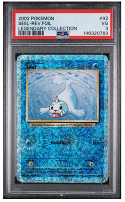 2002 POKEMON LEGENDARY COLLECTION SEEL 92 REVERSE holo foil PSA 3 VG POP 9 - Image 2