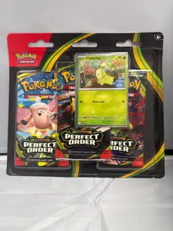 Pokemon Mega Evolution Perfect Order 3-Pack Blister Chikorita Promo Sealed New - Image 1