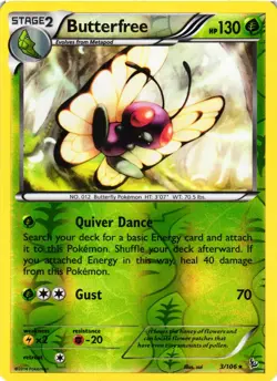 Pokemon TCG Butterfree Rare Reverse Holo XY Flashfire 3/106 VLP - Image 1