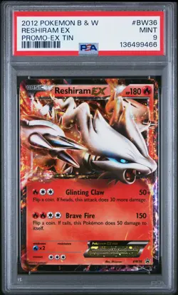 2012 POKEMON BLACK & WHITE PROMO EX TIN #BW36 RESHIRAM EX PSA 9 - Image 1