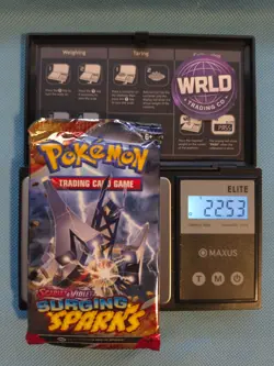 Heavy 22.53g Pokemon TCG Surging Sparks Booster Pack Factory Sealed - Image 1