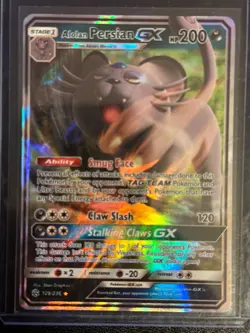 Pokemon TCG Alolan Persian-GX - 129/236 Ultra Rare Cosmic Eclipse NM - Image 1