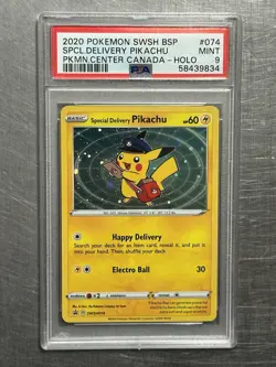 2020 Pokemon Black Star Promo #074 Special Delivery Pikachu Canada Holo PSA 9 ! - Image 1