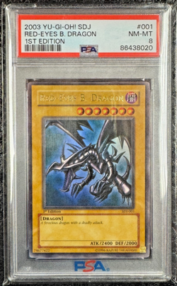 2003 YUGIOH! SDJ RED-EYES B. DRAGON 1ST EDITION #001 - PSA 8 - Image 1