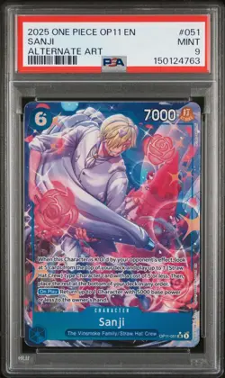 2025 ONE PIECE OP11-A FIST OF DIVINE SPEED ALTERNATE ART #051 SANJI PSA 9 - Image 1