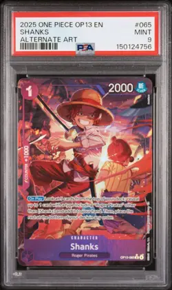 2025 ONE PIECE OP13-CARRYING ON HIS WILL ALTERNATE ART #065 SHANKS PSA 9 - Image 1