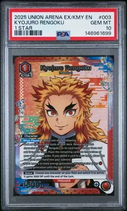 2025 UNION ARENA DEMON SLAYER VOL.2 003 KYOJURO RENGOKU 1 STAR PSA 10 GEM MINT - Image 1
