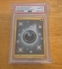 2021 POKEMON SWORD & SHIELD EVOLVING SKIES SECRET #236 DARKNESS ENERGY PSA 10 - Image 1