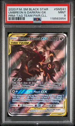 2020 Pokemon SM Black Star Promo Umbreon & Darkrai GX #SM241 TAG Team PWR PSA 9 - Image 1